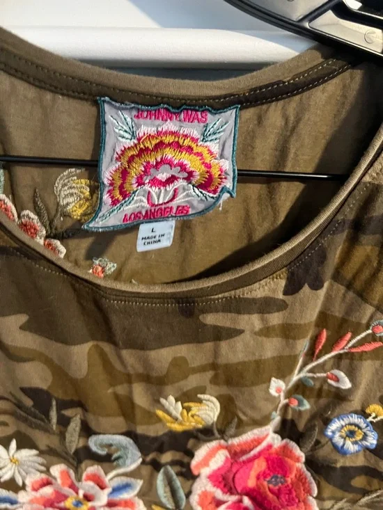 Johnny Was Assa Cap Sleeve Tee - Sz. L - Picture 4 of 8